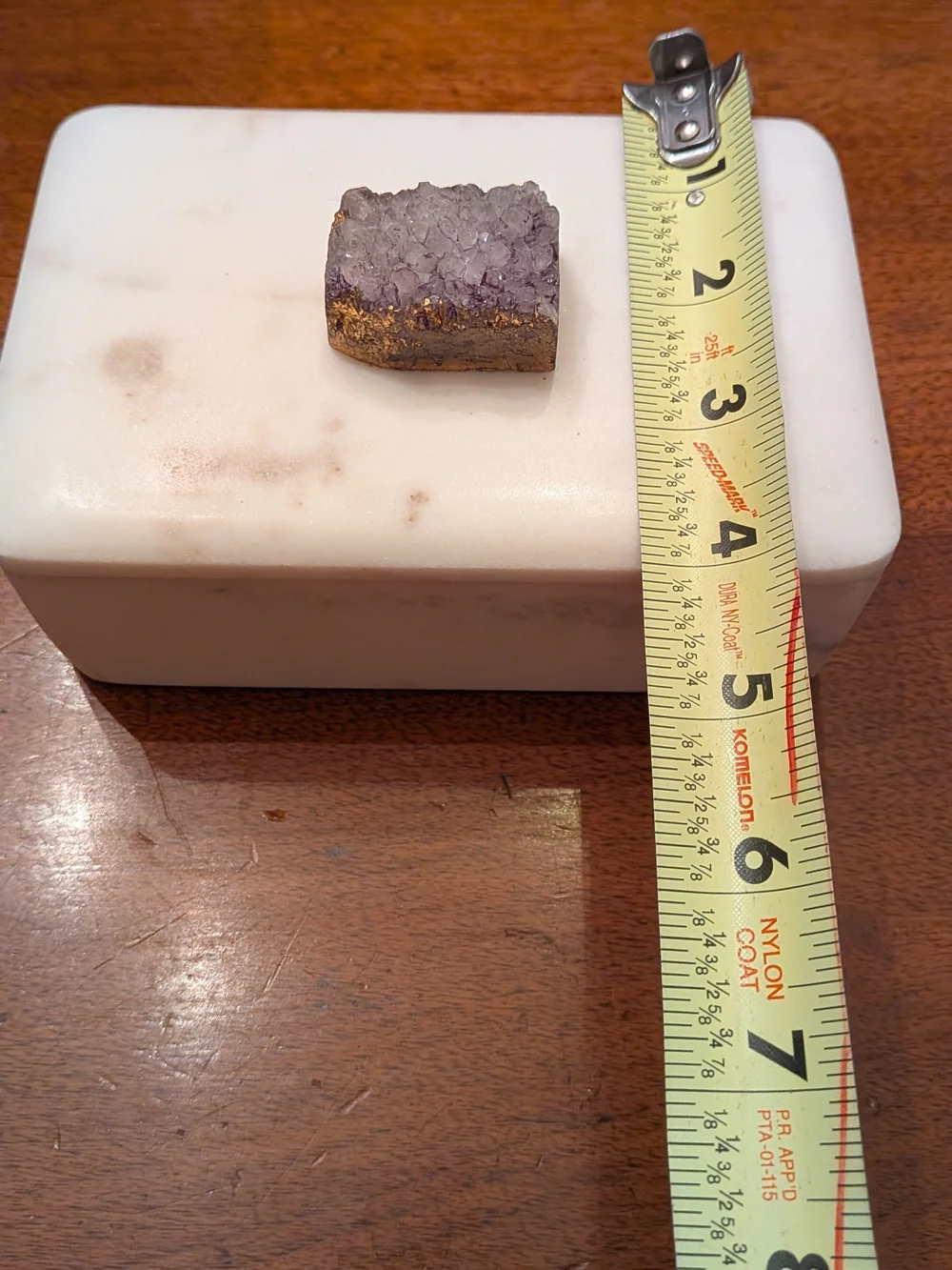 White Marble Decorative Jewelry Box with Amethyst Accent